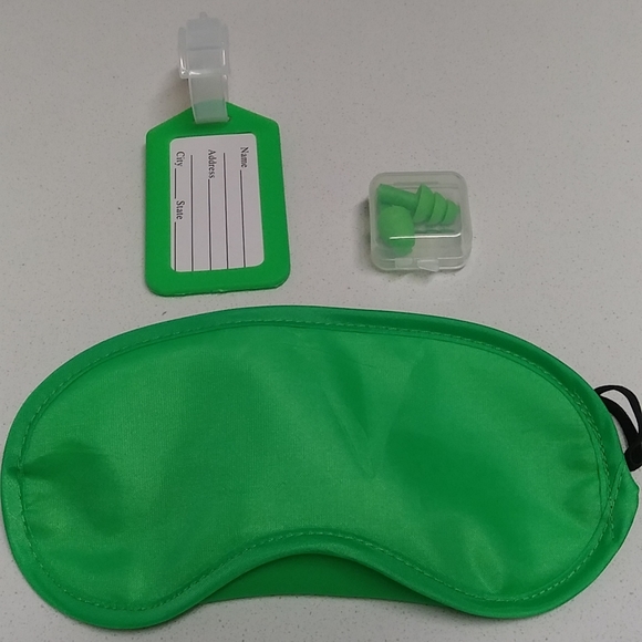 Bundle 3 Travel Items; Eye Cover Sleep Mask+Ear Plugs for Sleeping +Luggage Tag, - Picture 4 of 16